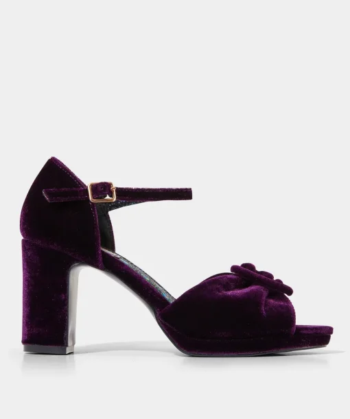 Velvet Peep Toe Shoes with Ankle Strap