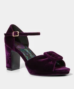 Velvet Peep Toe Shoes with Ankle Strap