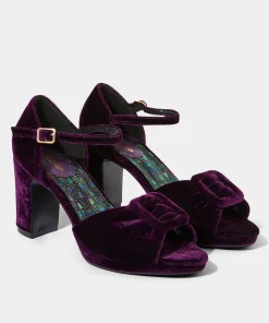 Velvet Peep Toe Shoes with Ankle Strap