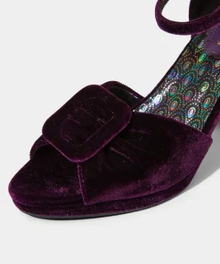 Velvet Peep Toe Shoes with Ankle Strap