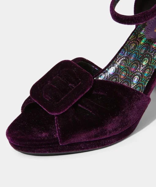 Velvet Peep Toe Shoes with Ankle Strap