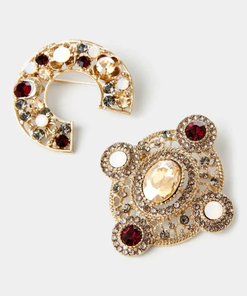 Vintage Style Diamanté Brooch Set
