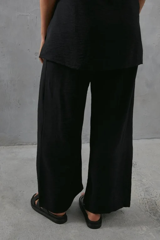 Viscose Nylon Drawstring Wide Leg Trouser Co Ord