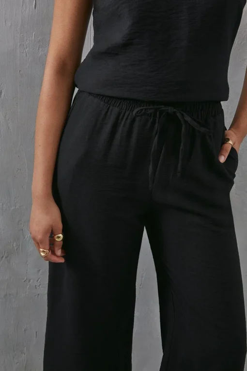 Viscose Nylon Drawstring Wide Leg Trouser Co Ord