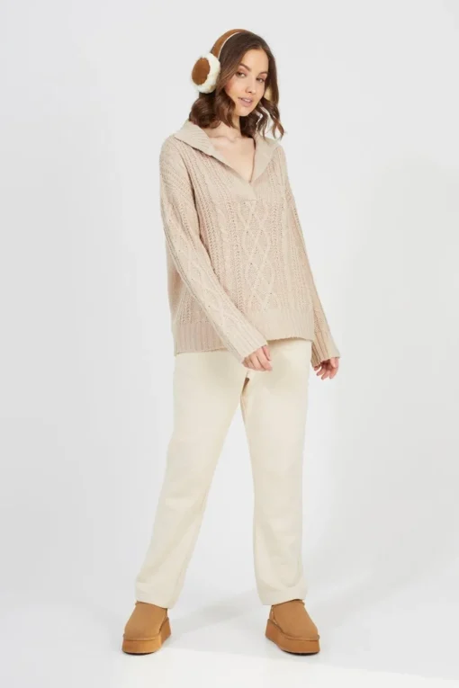 V-Neck Cable Knit Jumper