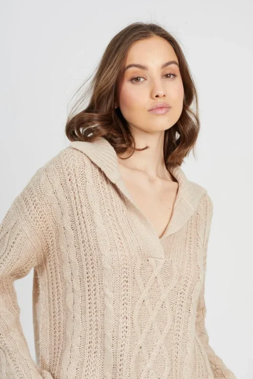 V-Neck Cable Knit Jumper