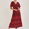 V-Neck Zig-Zag Animal Print Dress
