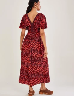 V-Neck Zig-Zag Animal Print Dress