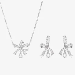 Volta Bow Pendant & Earring Jewellery Set 5660118