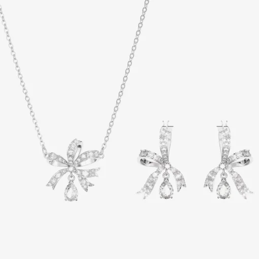 Volta Bow Pendant & Earring Jewellery Set 5660118