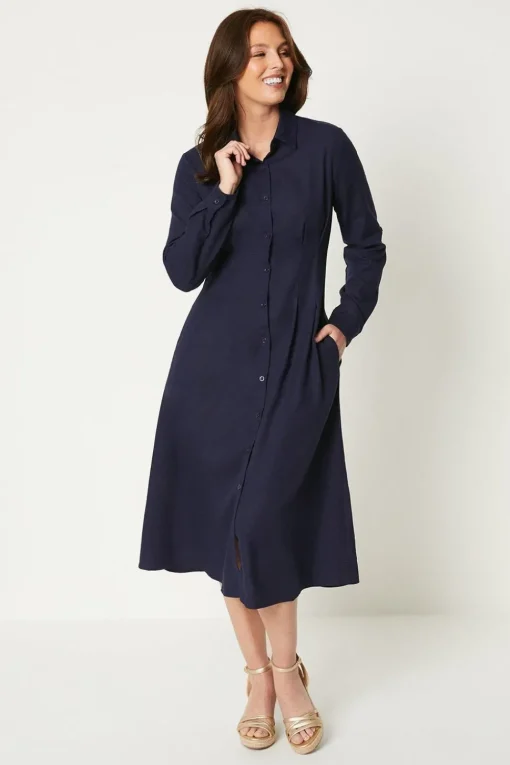 Waist Detail Midi Shirt Dress