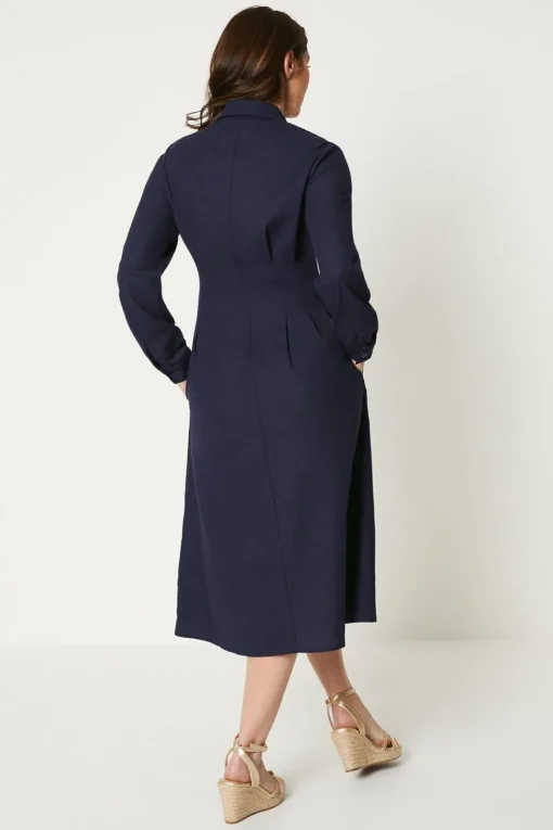 Waist Detail Midi Shirt Dress