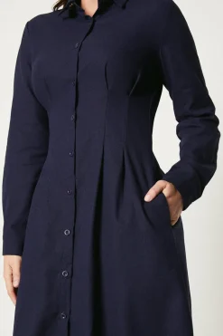 Waist Detail Midi Shirt Dress