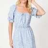 Waist Detail Puff Sleeve Mini Dress