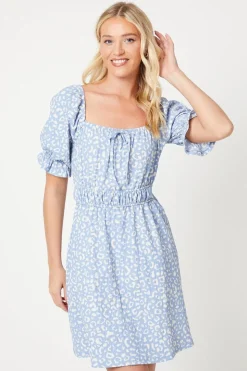 Waist Detail Puff Sleeve Mini Dress