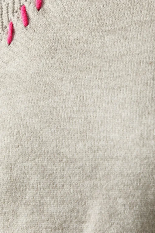 Whipstitch Pointelle Detail High Neck Jumper