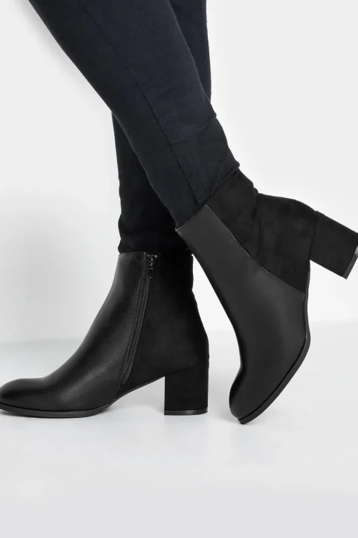 Wide & Extra Wide Fit Block Ankle PU Ankle Boots