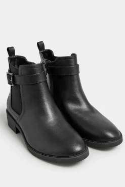 Wide & Extra Wide Fit Buckle Faux Leather Ankle Boots