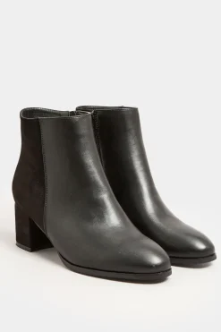 Wide & Extra Wide Fit Block Ankle PU Ankle Boots