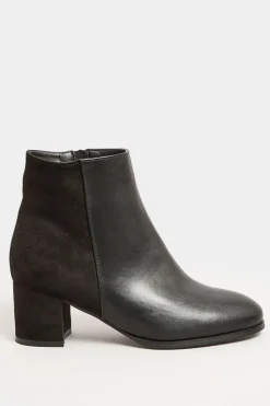 Wide & Extra Wide Fit Block Ankle PU Ankle Boots