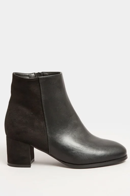 Wide & Extra Wide Fit Block Ankle PU Ankle Boots