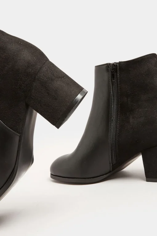 Wide & Extra Wide Fit Block Ankle PU Ankle Boots