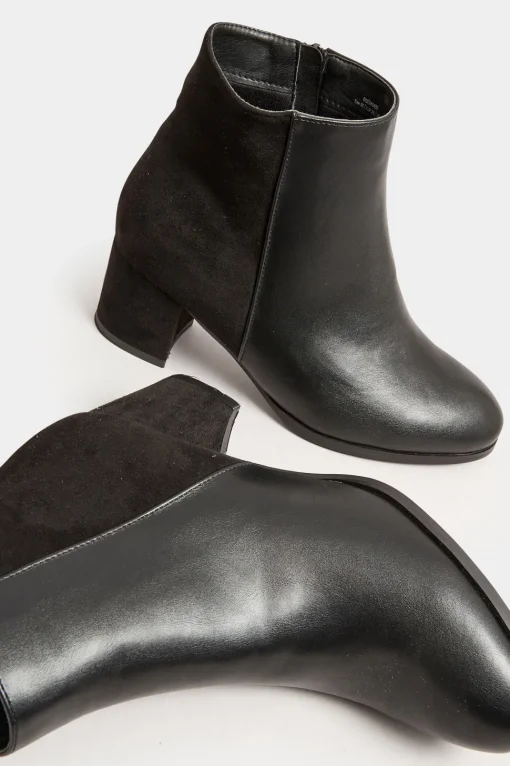 Wide & Extra Wide Fit Block Ankle PU Ankle Boots