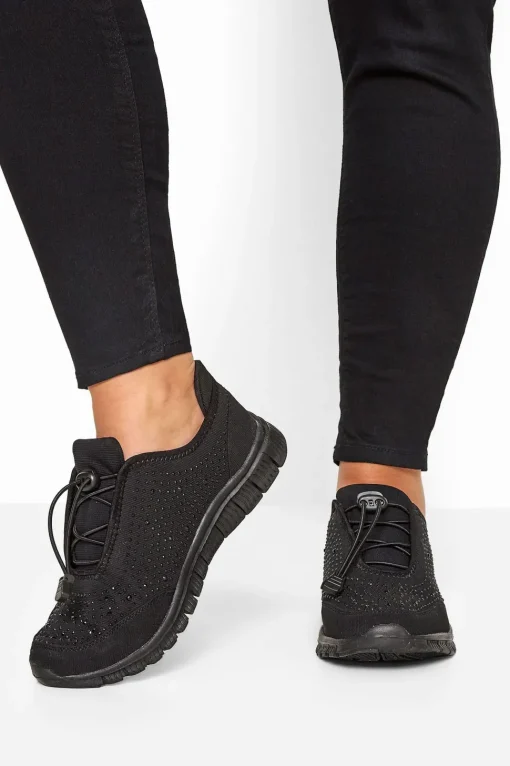Wide and Extra Wide Fit Embellished Drawcord Trainers