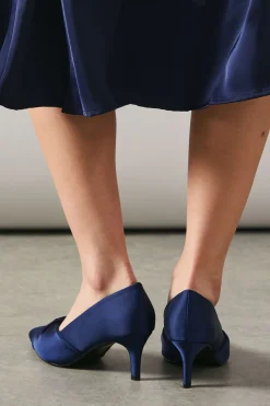 Wide Fit Delina Satin Twist Front Kitten Heel Court Shoe