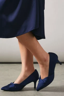 Wide Fit Delina Satin Twist Front Kitten Heel Court Shoe