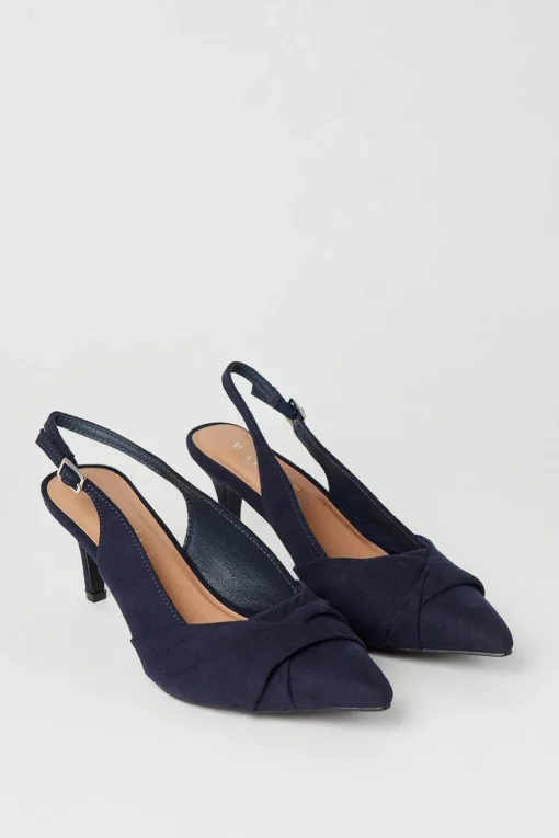 Wide Fit Delish Twist Front Slingback Pointed Court Shoes