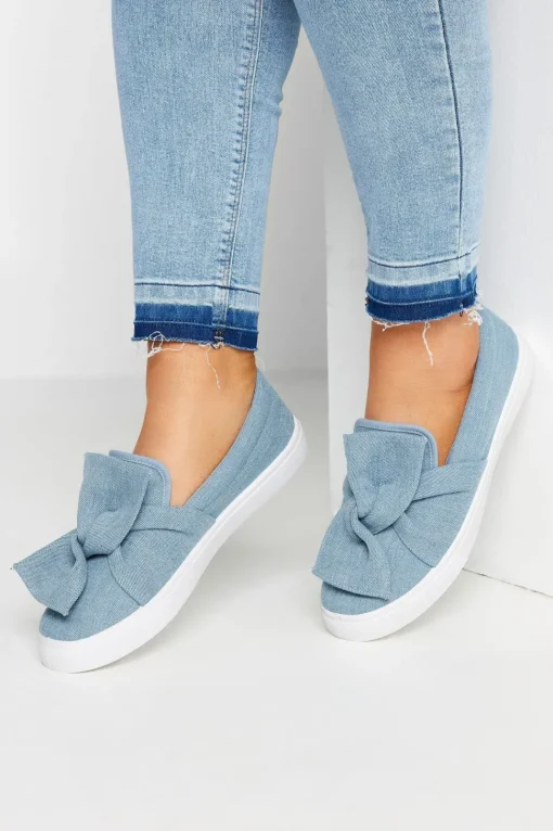 Wide Fit Twisted Bow Slip-On Trainers