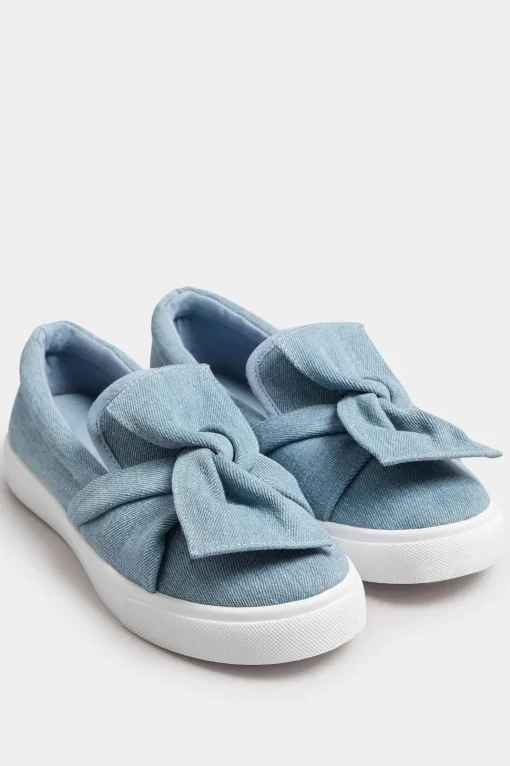 Wide Fit Twisted Bow Slip-On Trainers