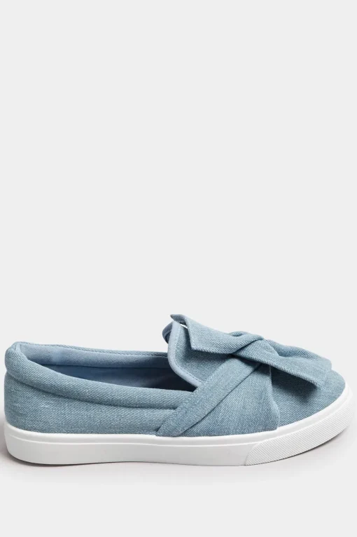 Wide Fit Twisted Bow Slip-On Trainers
