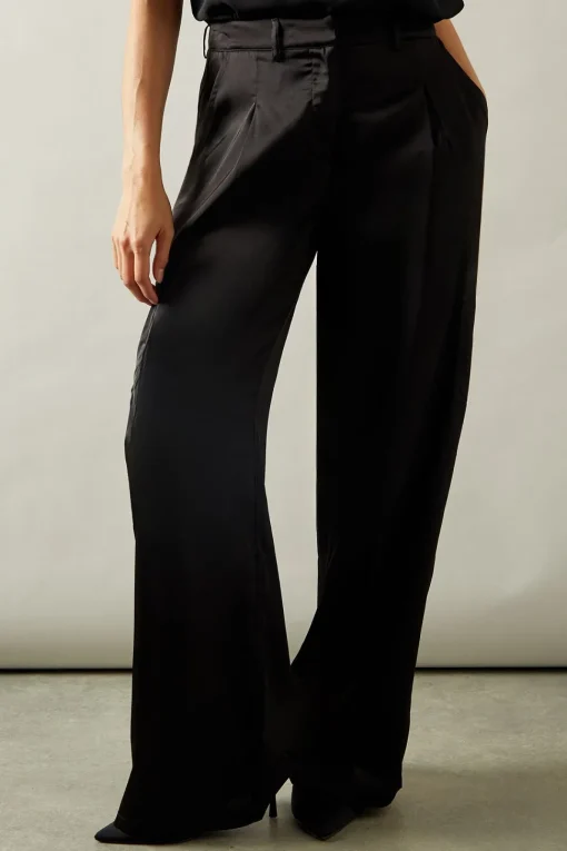Wide Leg Cargo Satin Trousers