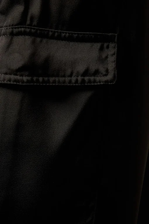 Wide Leg Cargo Satin Trousers