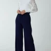 Wide Leg Pleated Trousers