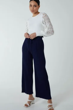 Wide Leg Pleated Trousers