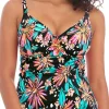 Wild Daisy Plunge Tankini Top coloured Multi