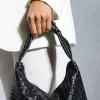 Woven Leather Look Shoulder Bag