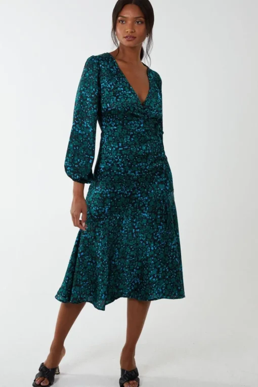 Wrap Front Midi Dress