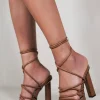 'Emilia' High Heels With A Tie Leg And Cross Over Strap Detail