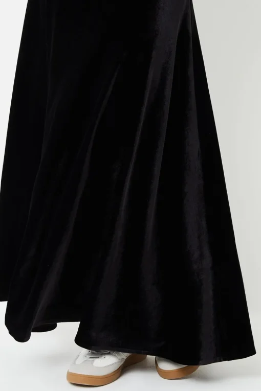 'Fauna' Velvet Flared Pull On Maxi Skirt