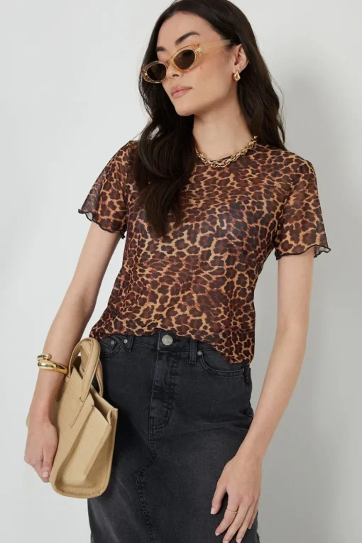 'Hibiscus' Short Sleeve Sheer Mesh T-Shirt