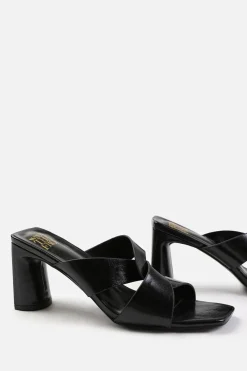 'Kenya' Twist Over Strap Block Heel Mules