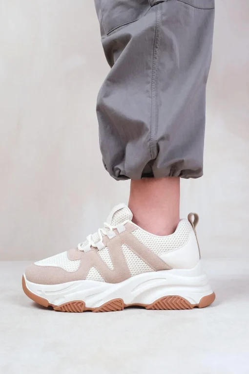 'Liberate' Chunky Sole Mesh Trainers With Suede Detail