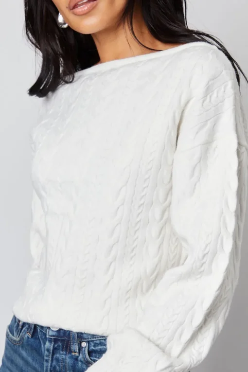 'Mable' Slash Neck Cable Knit Jumper