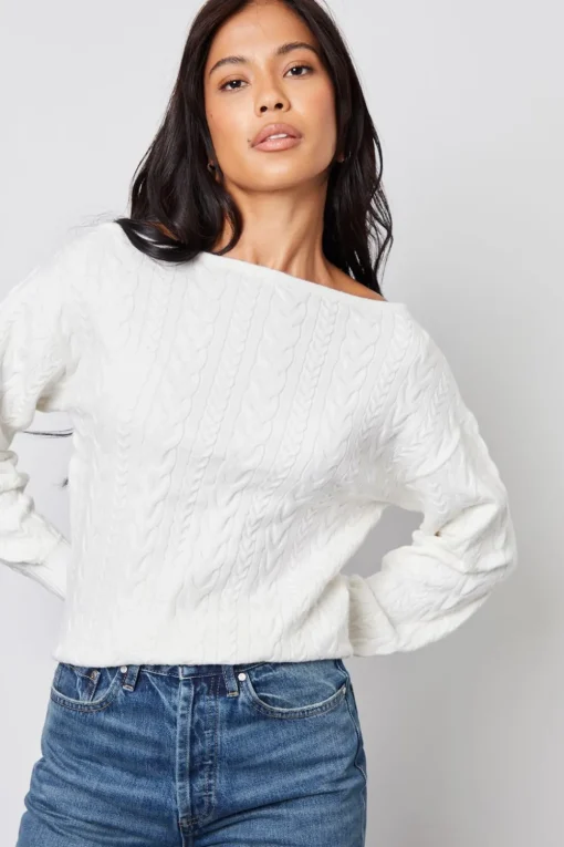 'Mable' Slash Neck Cable Knit Jumper