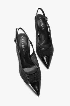 'Midnight Sling' Fabric Heels