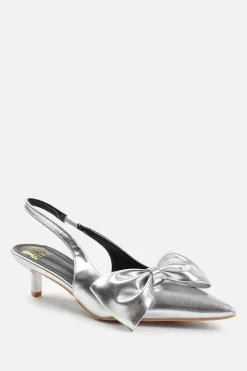 'Spain' Low Kitten Heels Pointed Toe Bow Detail